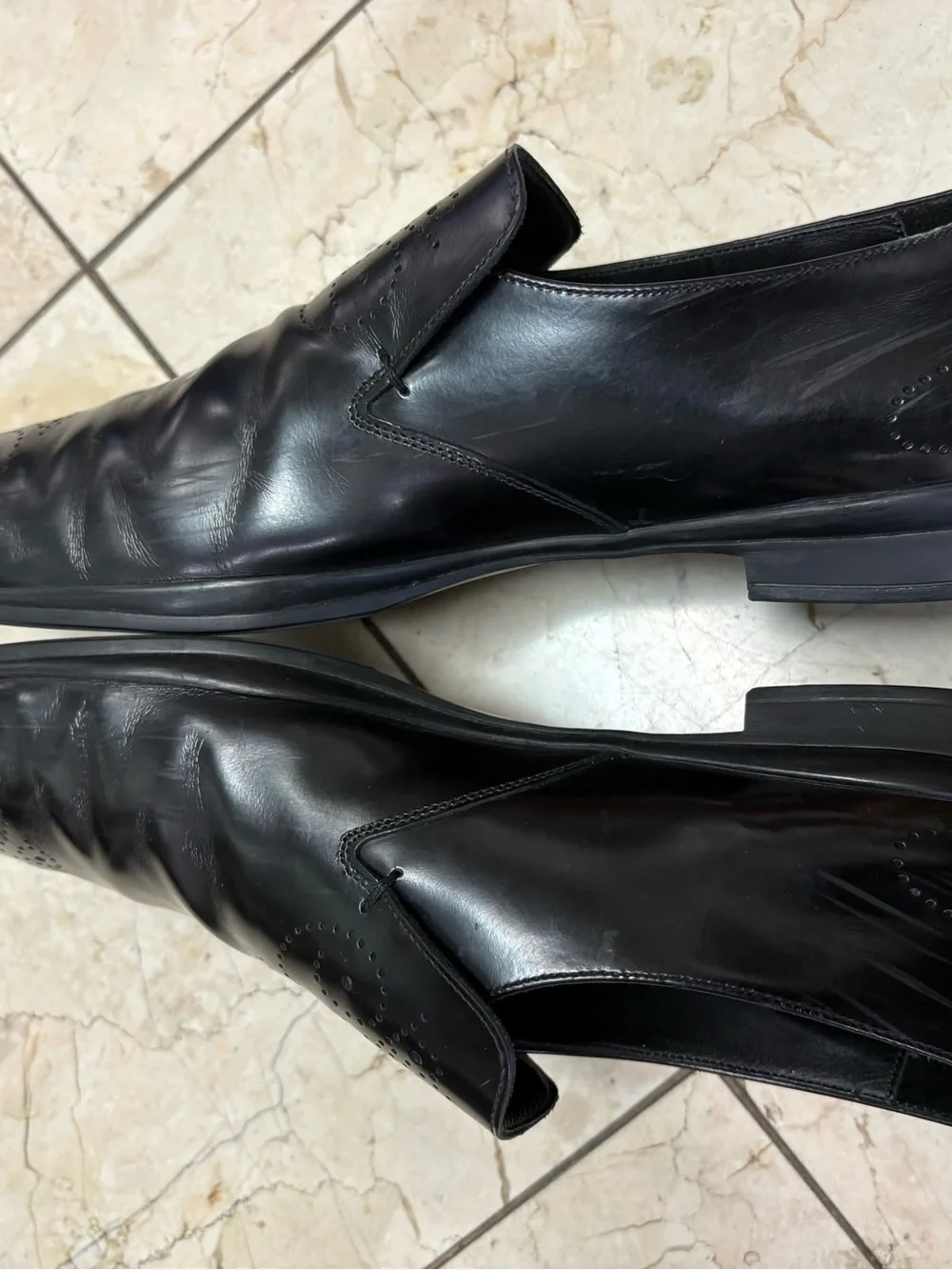 Prada Men's Black Leather Slip-On Dress Shoes